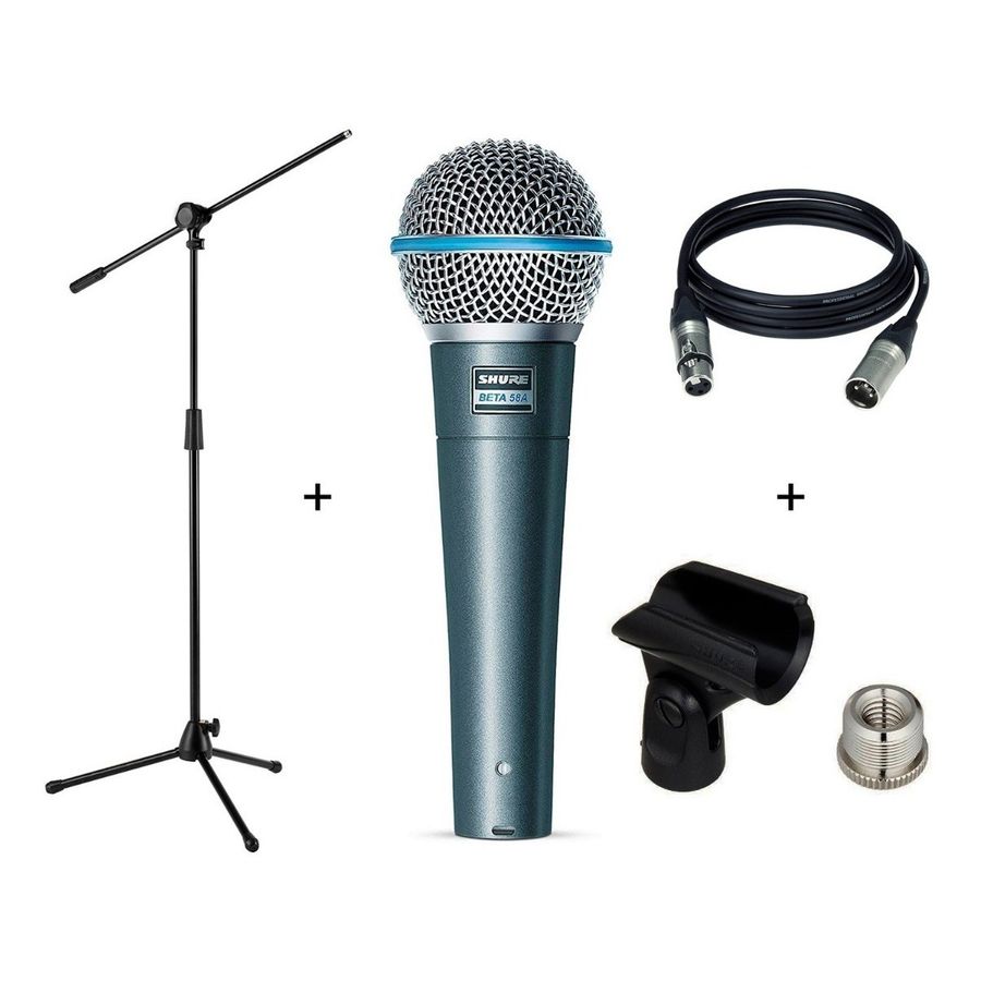 Combo-Microfonos-Shure-Beta-58-A-Con-Soporte-Pipeta-Y-Cable