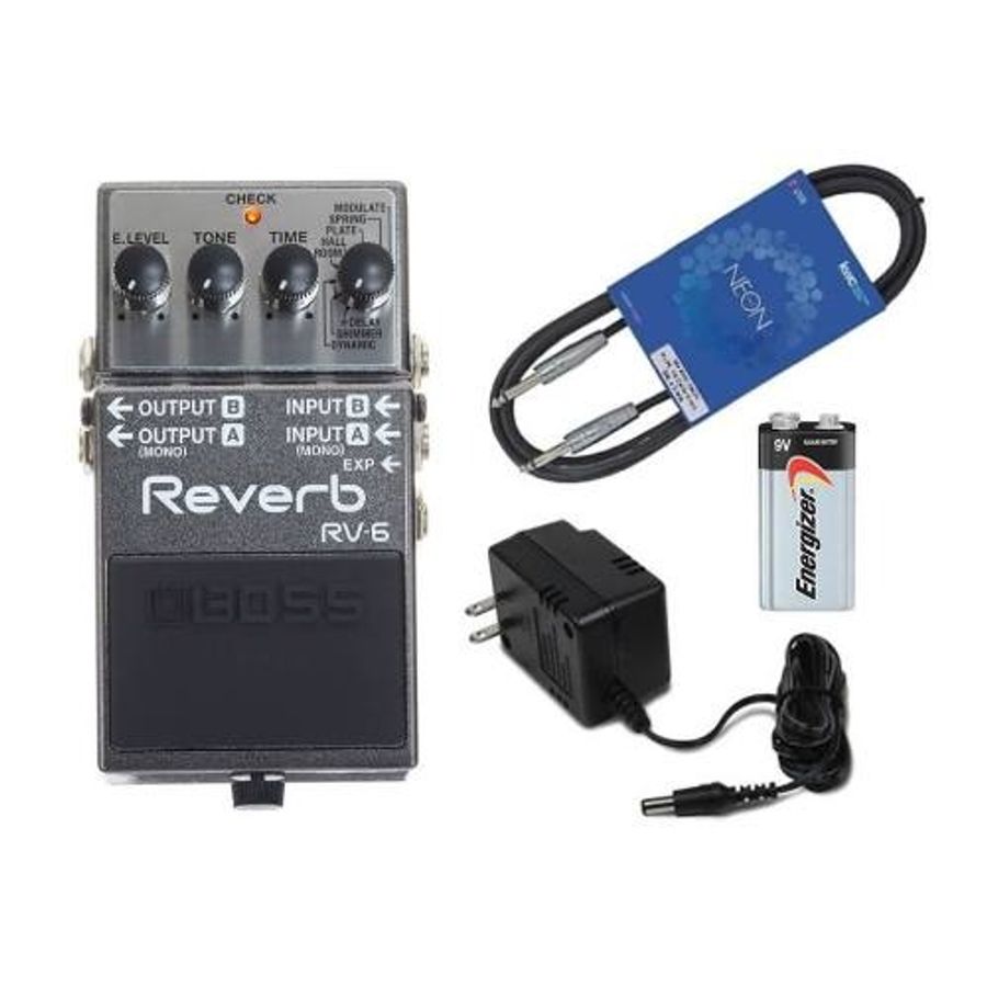 Pedal-Efecto-Para-Guitarra-Reverb-Boss-Rv6---Fuente---Cable