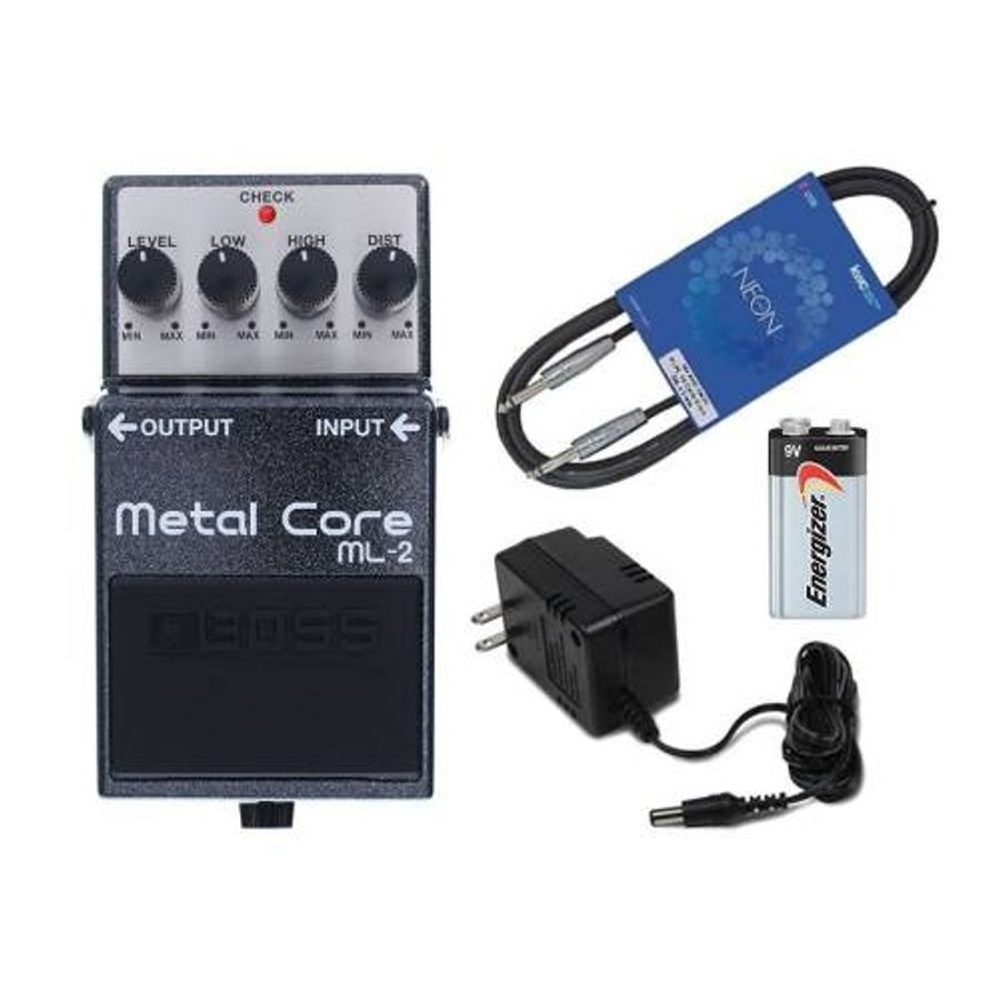 Pedal-Boss-Metal-Core-Heavy-Distortion-Ml2---Fuente-Y-Cable
