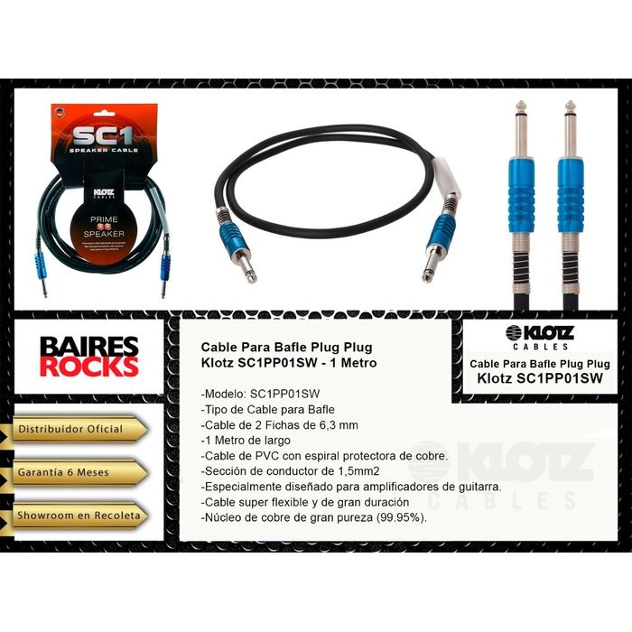 Cable-Para-Bafle-O-Amplificador-Klotz-Sc1pp01sw-Plug-Plug-1m