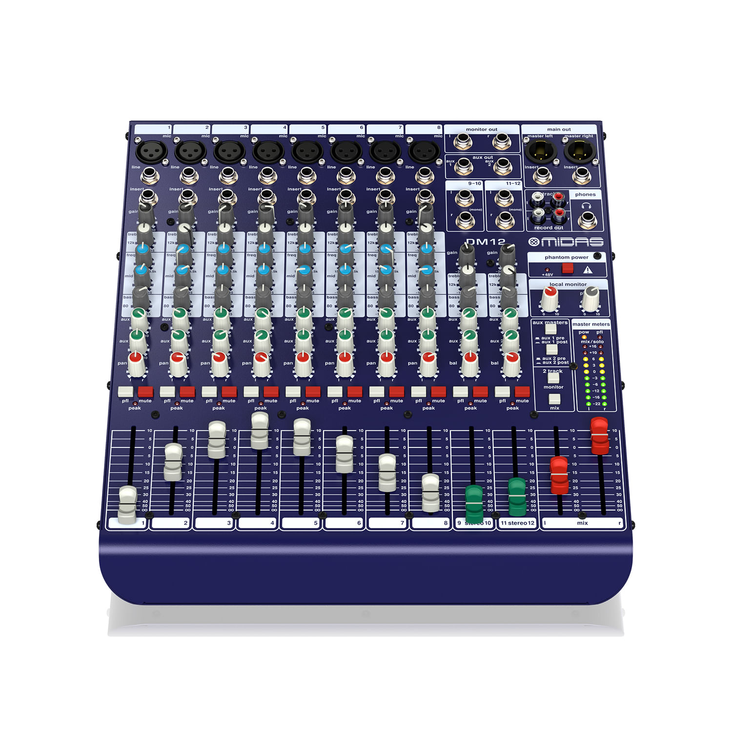 Mixer Consola Analógico de 12 Canales Midas DM12 8 Preamplificadores Baires Rocks